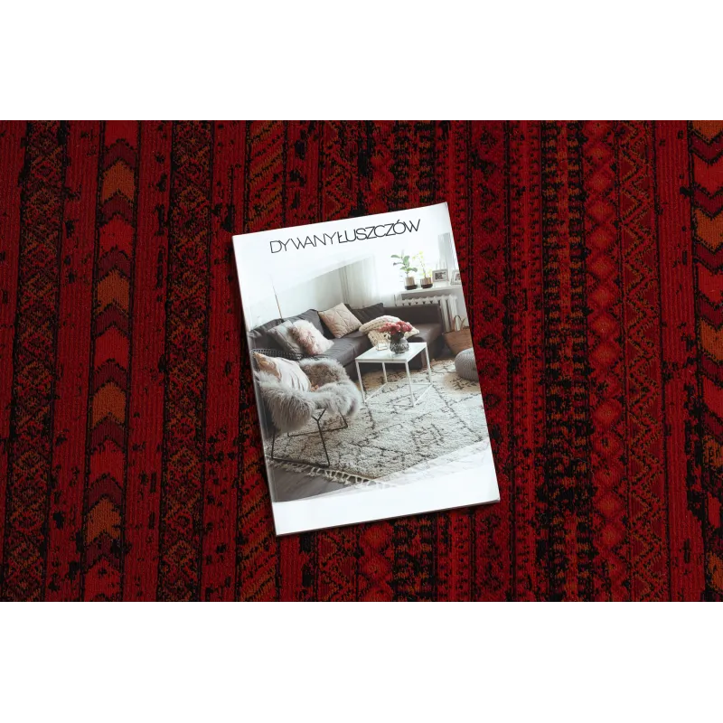 Dywan ORIENT 5820 bordo / czarny Orientalny, pasy z frędzlami 