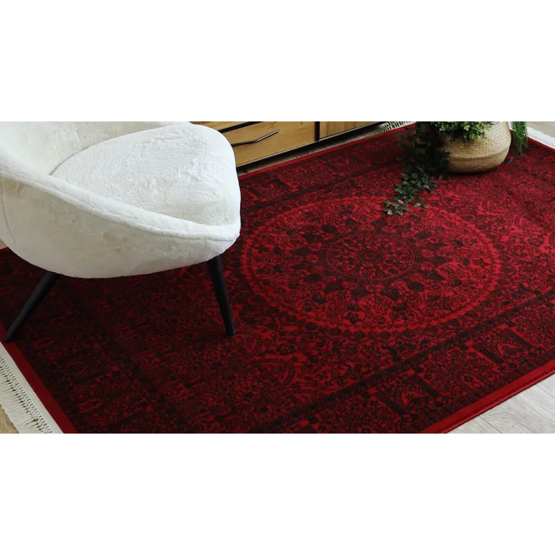 Dywan ORIENT 6039 bordo / czarny Ramka, rozeta, orientalny, z frędzlami 