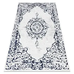 Tappeto ALLURE 1961 Ornamento, cornice - Strutturato, stiloso, glamour bianco / blu