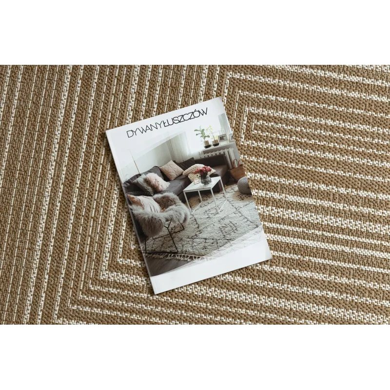 Tappeto in sisal con motivo geometrico, colore paglia beige, per interni eleganti
