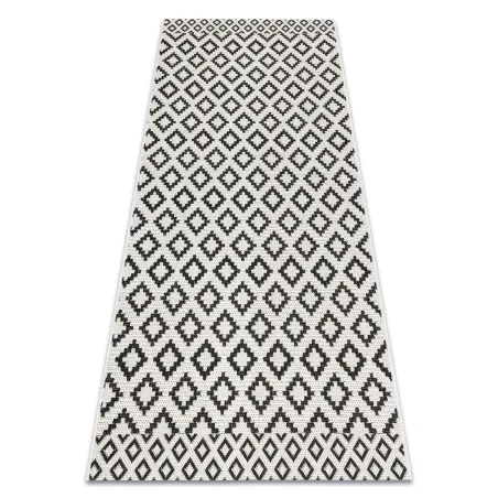 Tappeto in sisal crema e nero con motivo a rombi, per un tocco elegante