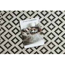 Tappeto in sisal elegante, crema e nero, per il soggiorno moderno