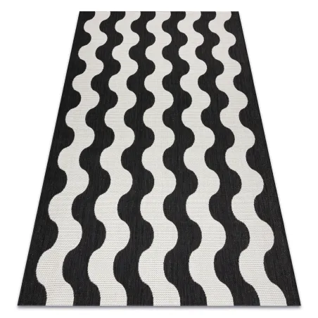 Tappeto in sisal crema e nero, adatto per ambienti eleganti