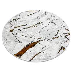 Tappeto ALLURE 1963 rotondo Marmo - Strutturato, elegante, glamour bianco / oro