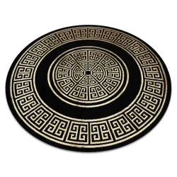 Tappeto ALLURE 1968 Cerchio Chiave Greca, cornice - Strutturato, elegante, glamour nero / oro