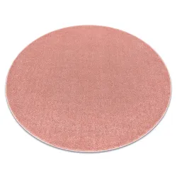 Tappeto ETON PLUS tondo rosa cipria unicolore, monocromatico, liscio