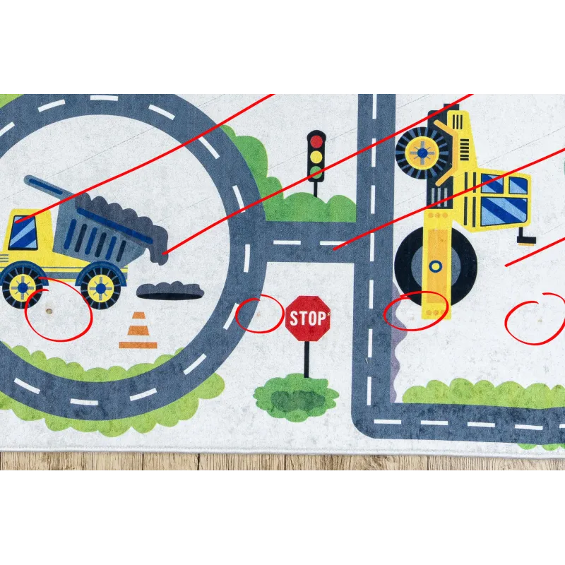 Tappeto lavabile BAMBINO 2223, design strade e macchine, per bambini