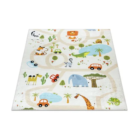 Tappeto BAMBINO 1165 Zoo, antiscivolo beige, perfetto per la stanza dei bambini
