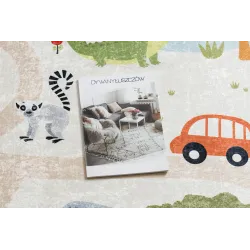 Tappeto lavabile BAMBINO 1165 Zoo, beige, per bambini, pratico e sicuro