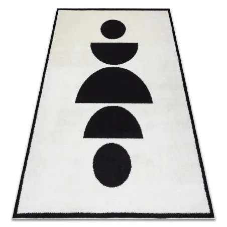 Tappeto geometrico moderno in crema e nero, design elegante, prodotto di secondo grado
