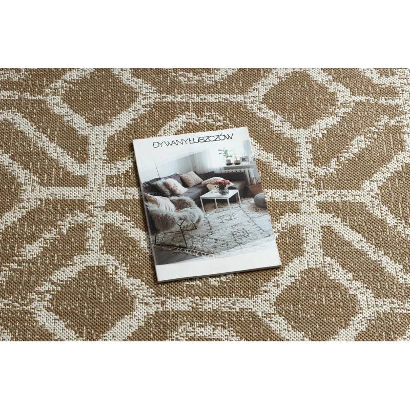 Tappeto in sisal beige con motivo geometrico