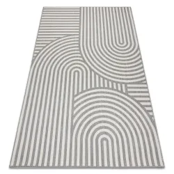 Tappeto SISAL FLAT 49376637 Cerchi a righe grigio / crema