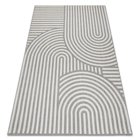 Tappeto in sisal grigio e crema, adatto per arredamenti moderni