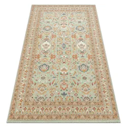 Tappeto SOHO 477.26.LA400 lana OSTA - Ornamento, cornice naturale verde / beige