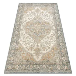 Tappeto SOHO 477.01.LA113 lana OSTA - Ornamento, rosetta verde naturale / beige