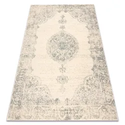Tappeto ABBY 486.24.LA100 lana OSTA - Ornamento, cornice classico beige / blu