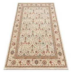 Tappeto SOHO 477.27.LA101 lana OSTA - Fiori, cornice naturale beige / terracotta