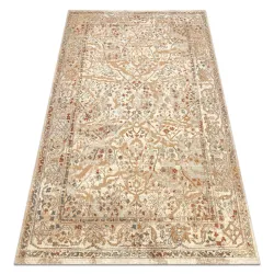 Tappeto SOHO 477.04.LA110 lana OSTA - Fiori, cornice naturale beige / terracotta