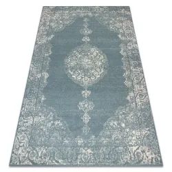 Tappeto ABBY 486.24.LA500 Lana OSTA - Ornamento, cornice classica Blu / Beige