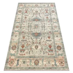 Tappeto SOHO 477.09.LA100 lana OSTA - Boho, cornice beige naturale / verde