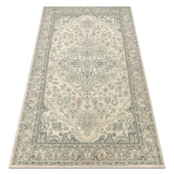Tappeto SOHO 477.01.LA119 lana OSTA - Ornamento, rosetta beige naturale / verde