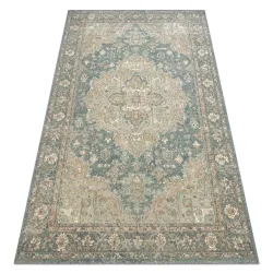 Tappeto SOHO 477.01.LA502 Lana OSTA - Ornamento, rosetta naturale verde / blu
