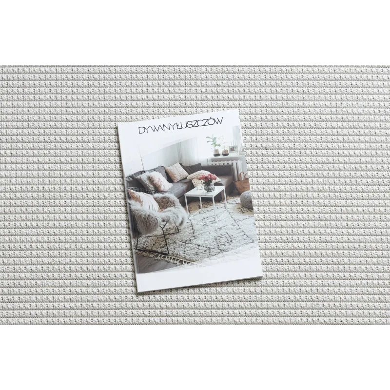 Tappeto bianco rotondo TIMO 5979 in sisal, perfetto per esterni
