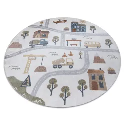 Tappeto BONO 9207 cerchio strade, città, sito di costruzione crema / grigio chiaro - PRODOTTO DI SECONDO GRADO