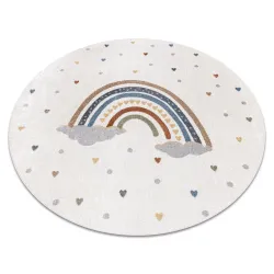 Tappeto rotondo BONO 724 RAINBOW HEART crema grigio chiaro - tappeto moderno