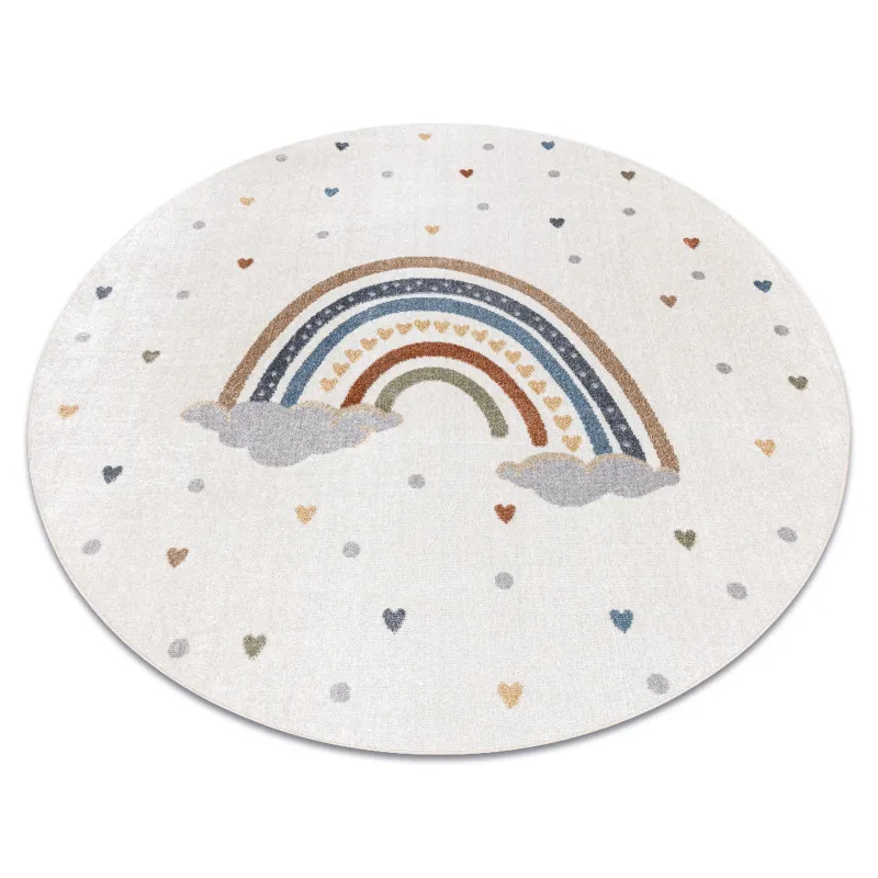 Tappeto rotondo BONO 724 RAINBOW HEART crema grigio chiaro - tappeto moderno
