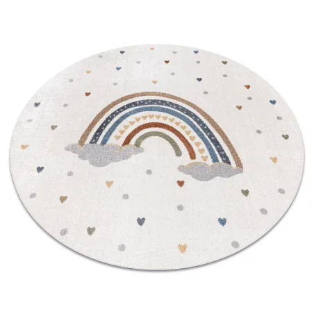 Tappeto rotondo BONO 724 RAINBOW HEART crema grigio chiaro - tappeto moderno