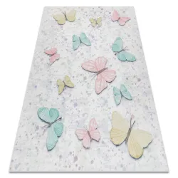 Tappeto lavabile BAMBINO 1610 Farfalle per bambini antiscivolo - crema - PRODOTTO DI SECONDO GRADO