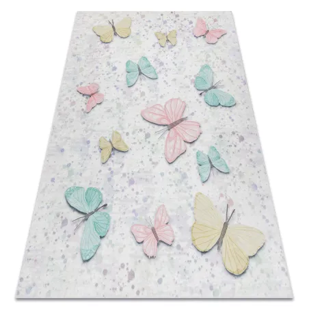 Tappeto BAMBINO 1610 Farfalle, antiscivolo, crema - PRODOTTO DI SECONDO GRADO