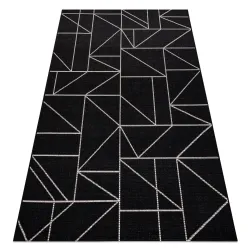 TAPPETO DI SPAGO SISAL FLOORLUX 20605 nero / argento TRIANGOLI, GEOMETRICO - PRODOTTO DI SECONDO GRADO