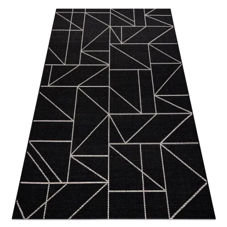 Tappeto geometrico in sisal nero e argento, perfetto per ambienti moderni