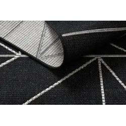 Tappeto in sisal per il soggiorno, nero e argento, perfetto per arredi moderni