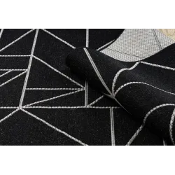 Tappeto in stile geometrico in sisal, nero e argento, adatto a qualsiasi ambiente