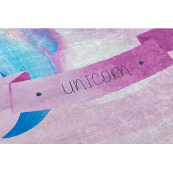 Tappeto BAMBINO 2533 per bambini in rosa con unicorno, ottimo per giocare