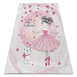 Tappeto lavabile BAMBINO 2161 Ballerina, gattino per bambini antiscivolo - rosa