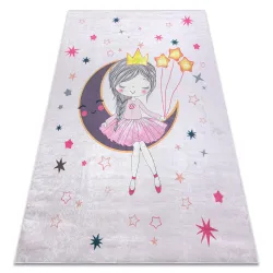 Tappeto lavabile BAMBINO 48060 Principessa, stelle per bambini antiscivolo - rosa