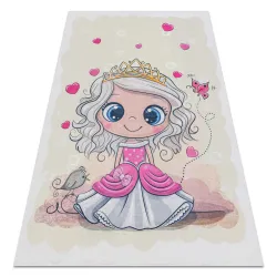 Tappeto lavabile BAMBINO 43020 Principessa, stelle per bambini antiscivolo - crema / rosa