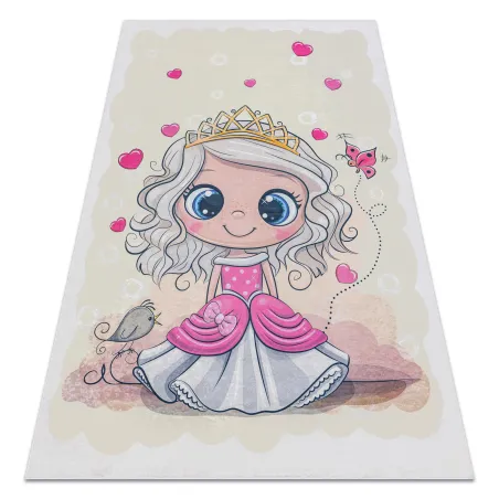 Tappeto lavabile BAMBINO 43020, antiscivolo, crema-rosa, per la stanza dei bambini