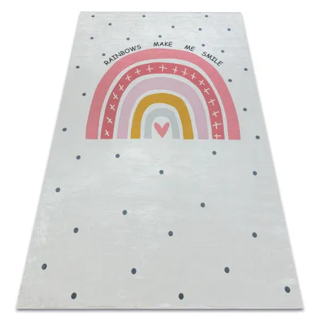 Tappeto lavabile BAMBINO 47810 bianco e rosa, antiscivolo per bambini