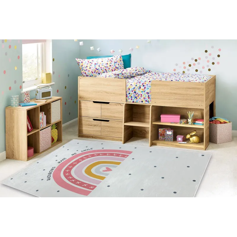 Tappeto BAMBINO 47810 in bianco e rosa, ideale per la stanza dei bambini