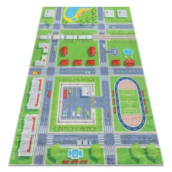 Tappeto lavabile BAMBINO 2624 Città, strade per bambini antiscivolo - verde / grigio