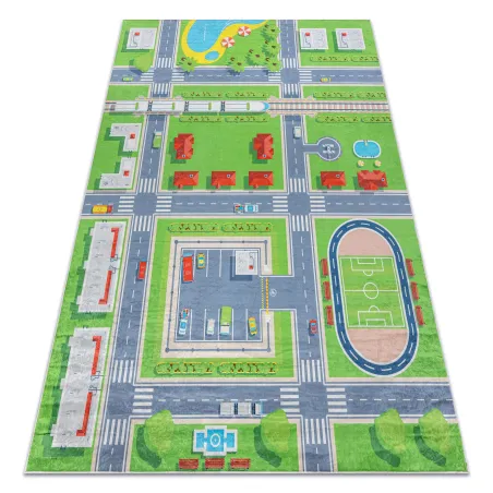 Tappeto lavabile BAMBINO 2624 antiscivolo in verde e grigio per bambini