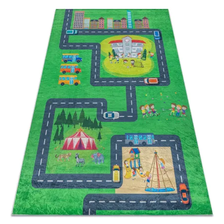 Tappeto BAMBINO 2660 antiscivolo per bambini, verde e grigio