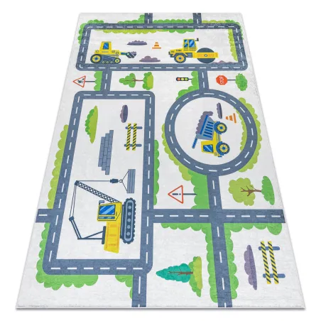 Tappeto lavabile BAMBINO 2338, antiscivolo, bianco e verde, per la stanza dei bambini