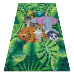 Tappeto lavabile BAMBINO 2651 Animali, Giungla per bambini antiscivolo - verde / marrone