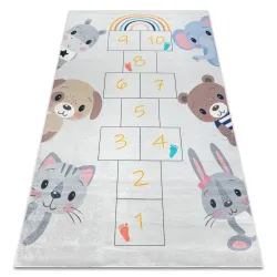 Tappeto lavabile BAMBINO 43092 Animali, numeri per bambini antiscivolo - grigio / giallo